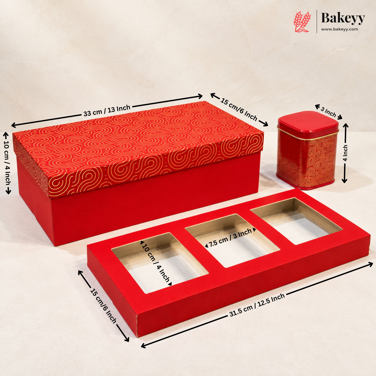 3 Tin | Rectangle Hamper Gift Box | 3 Colors | Pack of 1
