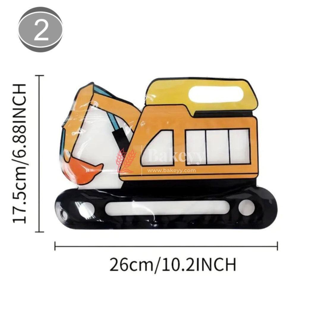 Assorted Vehicle Shape Zip Lock Bags | Vehicle Shape Bags For Kids | Pack of 50 - Bakeyy.com - India - Assorted Vehicle Shape Zip Lock Bags | Vehicle Shape Bags For Kids | Pack of 50 - Design -2 EXCAVATORS