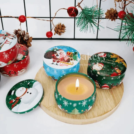 Christmas Decorative Tin Candle Set | Pack of 12 | Mixed Designs | Festive Scented Candles for a Joyful Ambiance - Bakeyy.com - India - Christmas Decorative Tin Candle Set | Pack of 12 | Mixed Designs | Festive Scented Candles for a Joyful Ambiance - Default Title