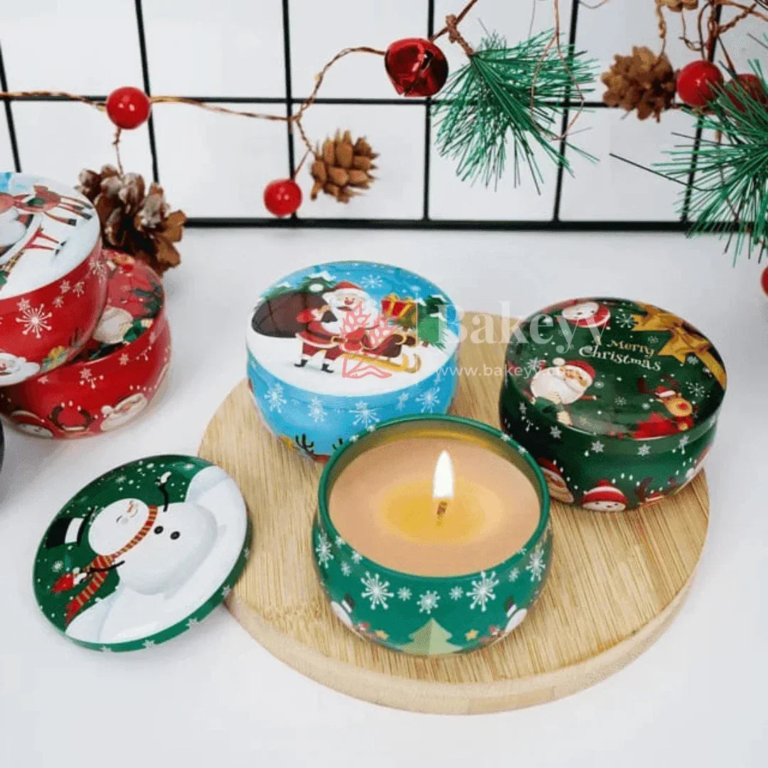 Christmas Decorative Tin Candle Set | Pack of 12 | Mixed Designs | Festive Scented Candles for a Joyful Ambiance - Bakeyy.com - India - Christmas Decorative Tin Candle Set | Pack of 12 | Mixed Designs | Festive Scented Candles for a Joyful Ambiance - Default Title