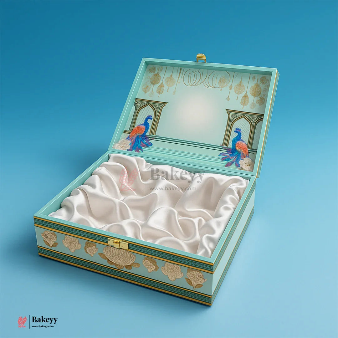 MDF 4 Cavity Royal Peacock Square Gift Box | Pack of 1 - Bakeyy.com - India - MDF 4 Cavity Royal Peacock Square Gift Box | Pack of 1 - Default Title