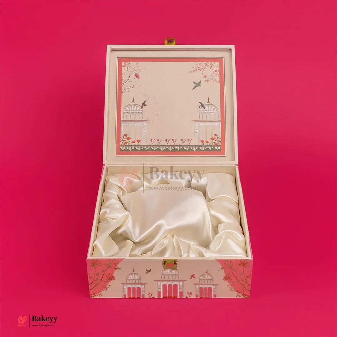 Elegant Square Pink Heritage Dome Design Themed Gift Box | Pack of 1 - Bakeyy.com - India - Elegant Square Pink Heritage Dome Design Themed Gift Box | Pack of 1 - Default Title