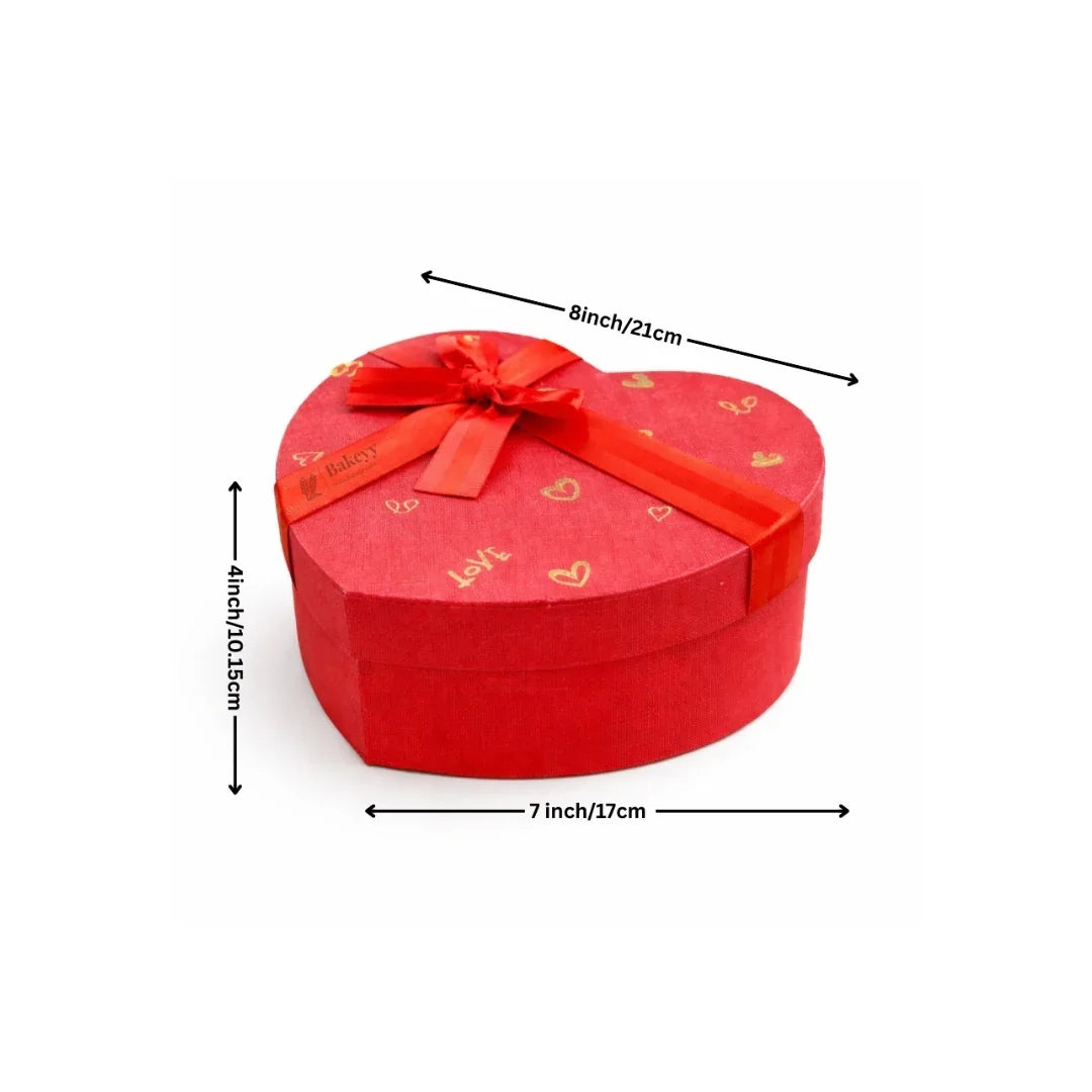 Heart Shape Rigid Hamper Box with Ribbon Lid | Premium Packaging for Chocolates or Gifts | Pack of 1
