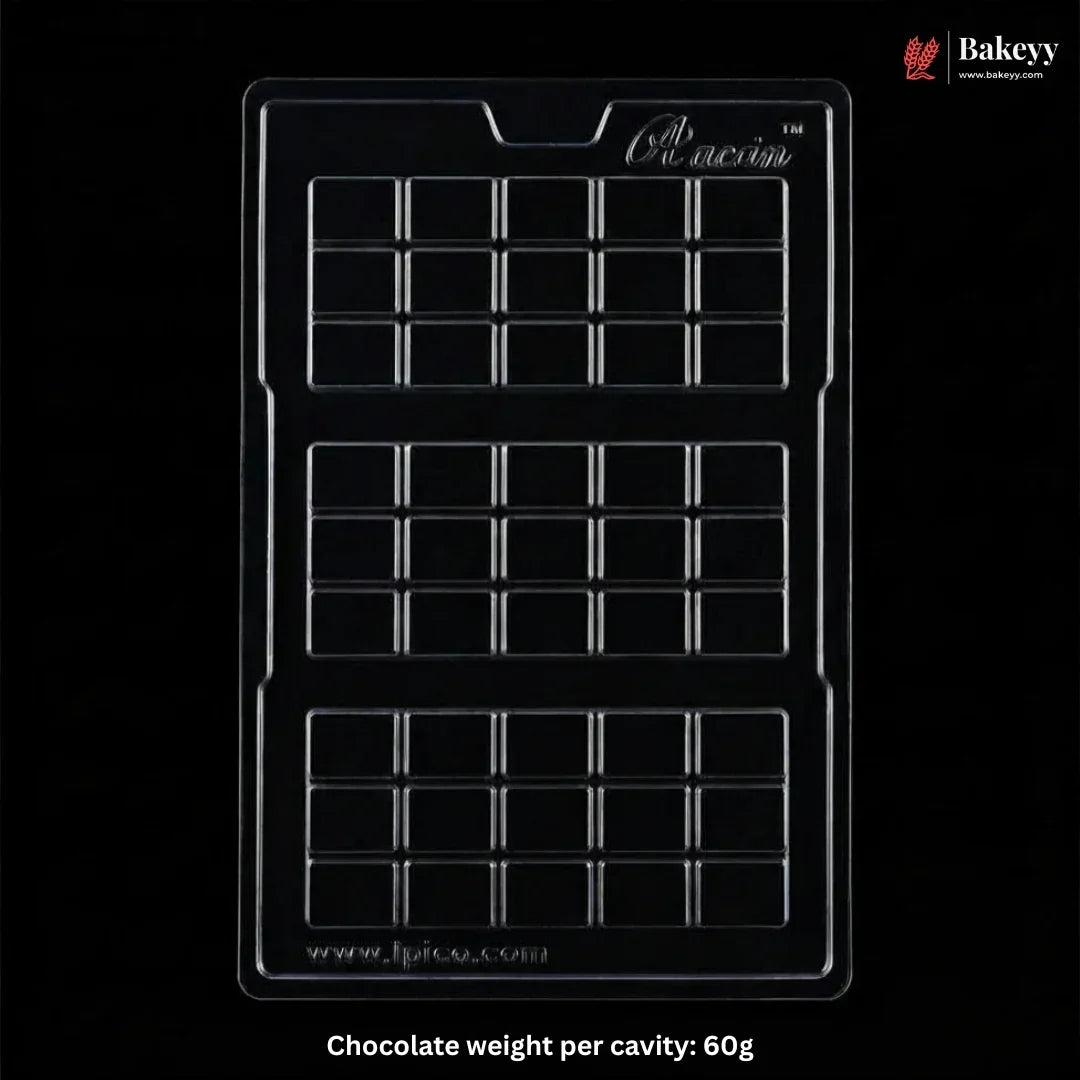 Mould 607 | 3 Cavity Mini Chocolate Bar Mould | 3 Bar Chocolate Mould | Plastic Chocolate Mould | Pack of 1