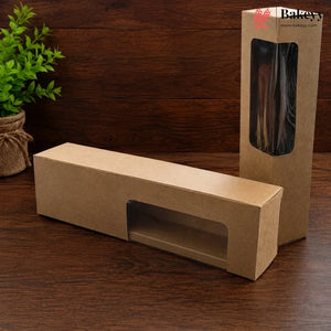 3 Color Rectangular Window Packaging Box | Black, White & Kraft Gift Box for Chocolates, Sweets & Bakery Items