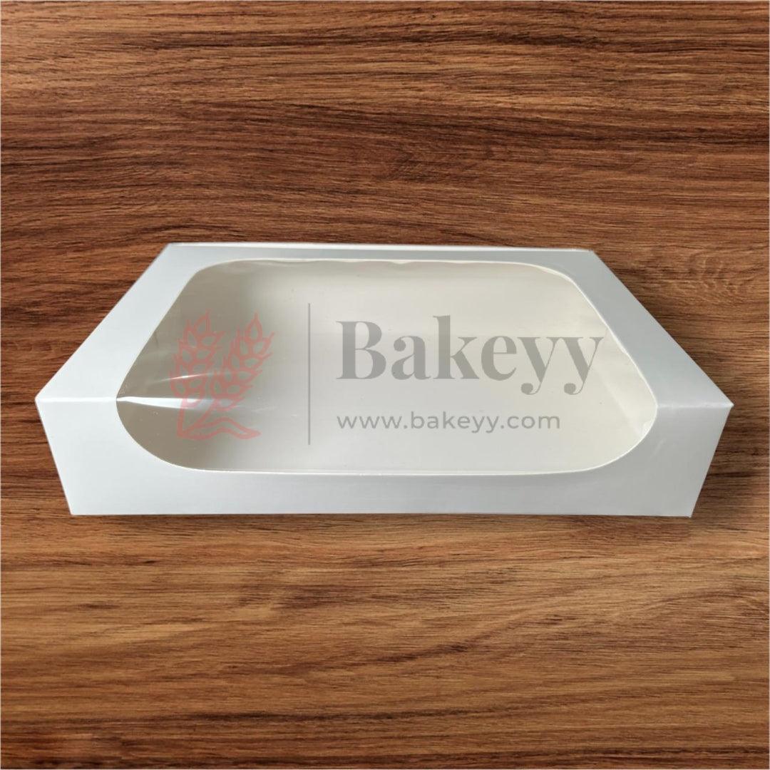 9 x 6 x 1.75 Inch 6 Brownie Box with L-Shaped Window - White | Brownie gift box | Kraft dessert box | Goodie Box | Pack of 50 - Bakeyy.com - India - 9 x 6 x 1.75 Inch 6 Brownie Box with L-Shaped Window - White | Brownie gift box | Kraft dessert box | Goodie Box | Pack of 50 - Default Title
