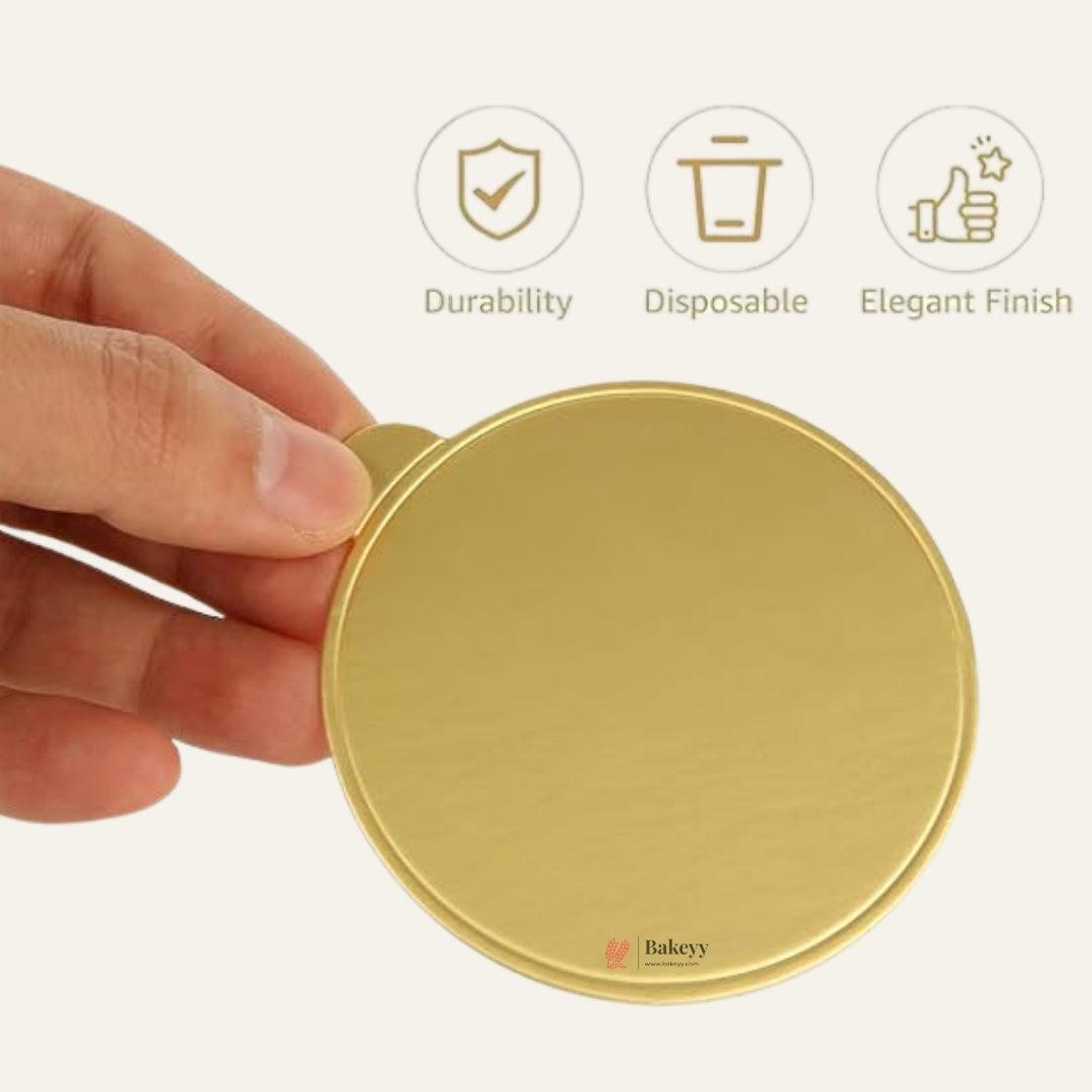 Round Gold Pastry Base – 8cm Diameter | Circular Cake Board with Tab | Ideal for Pastries & Mini Desserts | Pack of 100 - Bakeyy.com - India - Round Gold Pastry Base – 8cm Diameter | Circular Cake Board with Tab | Ideal for Pastries & Mini Desserts | Pack of 100 - Default Title