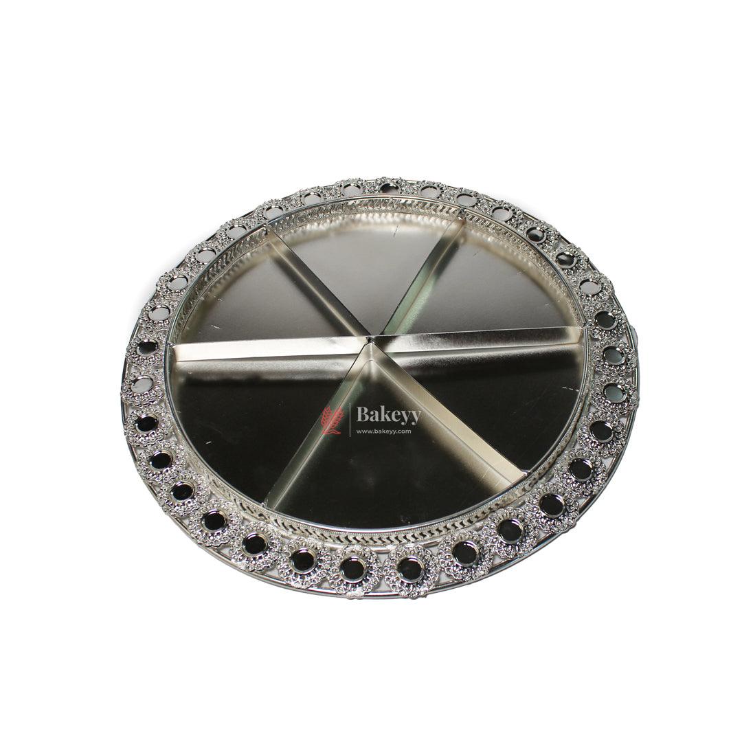 Premium Decorative Dry Fruit Tray – Elegant & Spacious Design | Luxury Round Metallic Serving Tray – Elegant Snack & Dry Fruit Platter Serving Tray with 6-Part Sections - Bakeyy.com - India - Premium Decorative Dry Fruit Tray – Elegant & Spacious Design | Luxury Round Metallic Serving Tray – Elegant Snack & Dry Fruit Platter Serving Tray with 6-Part Sections - Default Title