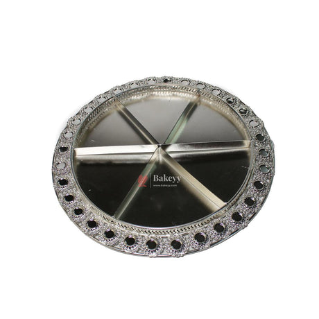 Premium Decorative Dry Fruit Tray – Elegant & Spacious Design | Luxury Round Metallic Serving Tray – Elegant Snack & Dry Fruit Platter Serving Tray with 6-Part Sections - Bakeyy.com - India - Premium Decorative Dry Fruit Tray – Elegant & Spacious Design | Luxury Round Metallic Serving Tray – Elegant Snack & Dry Fruit Platter Serving Tray with 6-Part Sections - Default Title