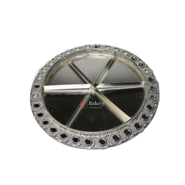 Premium Decorative Dry Fruit Tray – Elegant & Spacious Design | Luxury Round Metallic Serving Tray – Elegant Snack & Dry Fruit Platter Serving Tray with 6-Part Sections - Bakeyy.com - India - Premium Decorative Dry Fruit Tray – Elegant & Spacious Design | Luxury Round Metallic Serving Tray – Elegant Snack & Dry Fruit Platter Serving Tray with 6-Part Sections - Default Title