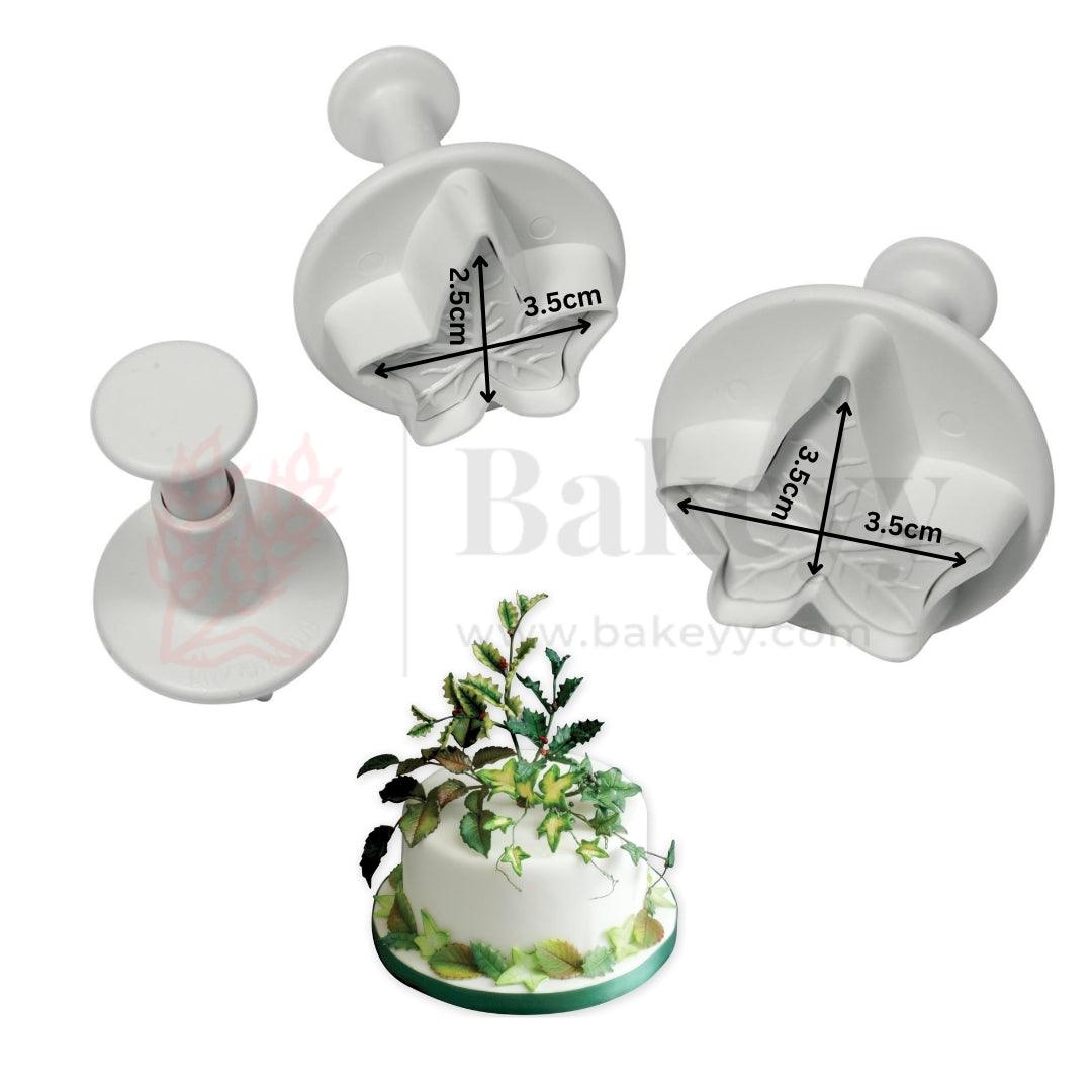 Veined Ivy Leaf Plunger Cutter| Cake Decorating Tool| Perfect for Biscuits, Cookies, Fondant| 3 Piece Set - Bakeyy.com - India - Veined Ivy Leaf Plunger Cutter| Cake Decorating Tool| Perfect for Biscuits, Cookies, Fondant| 3 Piece Set - Default Title