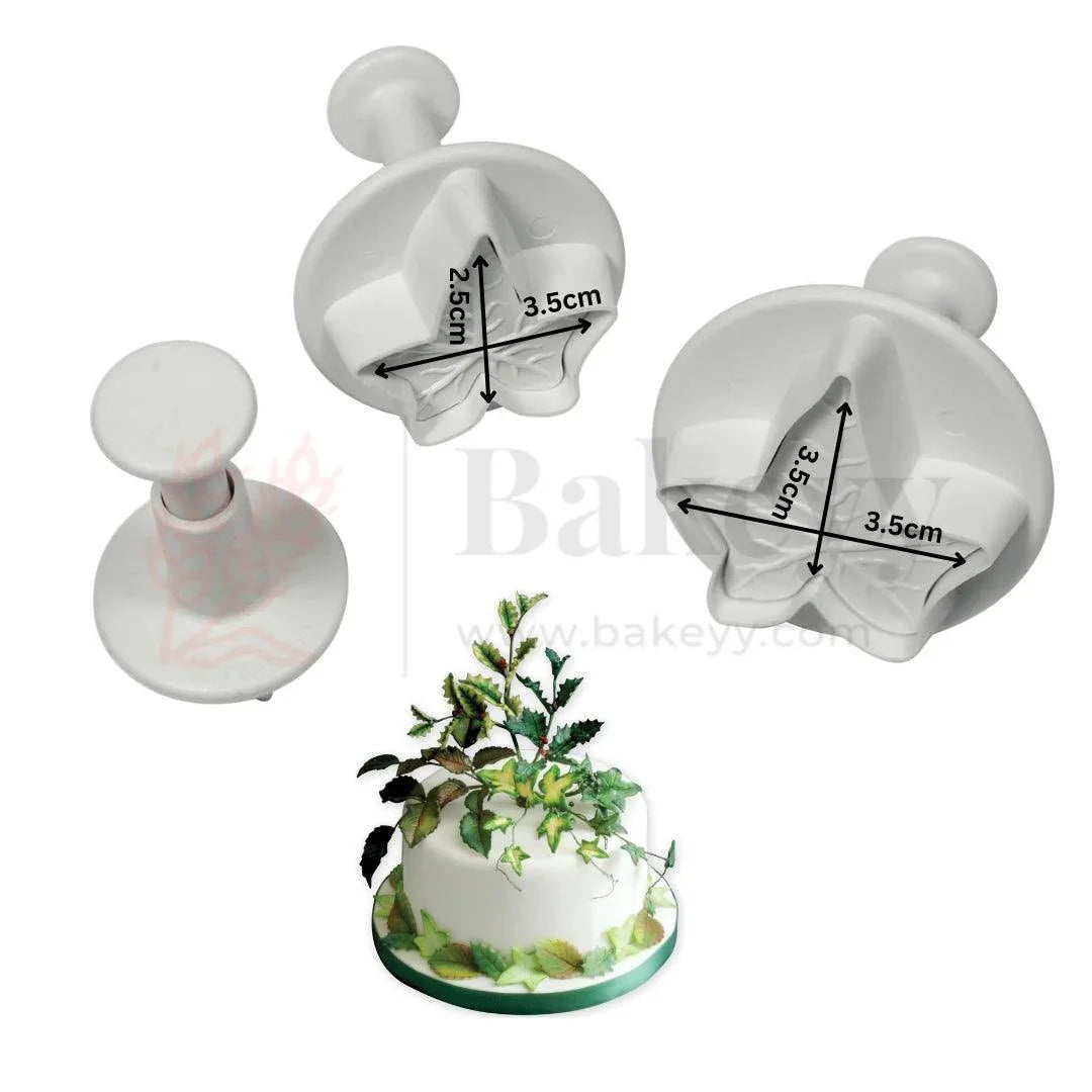 Veined Ivy Leaf Plunger Cutter| Cake Decorating Tool| Perfect for Biscuits, Cookies, Fondant| 3 Piece Set - Bakeyy.com - India - Veined Ivy Leaf Plunger Cutter| Cake Decorating Tool| Perfect for Biscuits, Cookies, Fondant| 3 Piece Set - Default Title