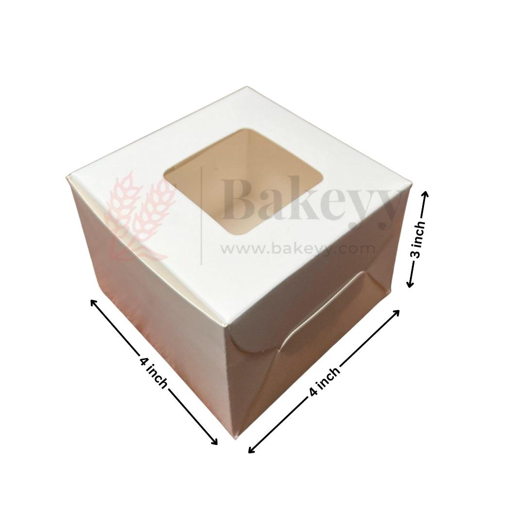 4 x 4 x 3 Inch Mini Cake Box with Window – White | Cake packaging box | Pastry box | Mini cake gift box | Pack of 25 - Bakeyy.com - India - 4 x 4 x 3 Inch Mini Cake Box with Window – White | Cake packaging box | Pastry box | Mini cake gift box | Pack of 25 - Default Title