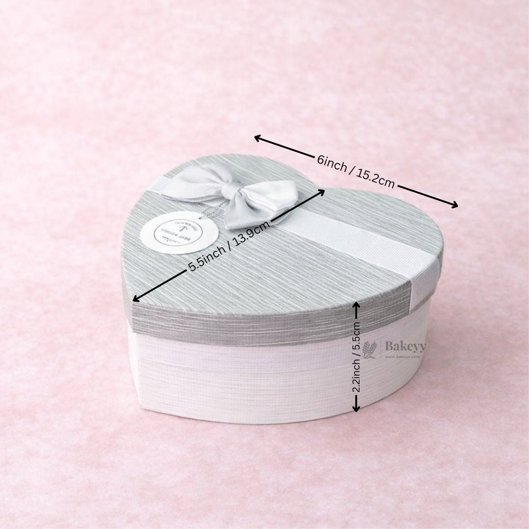 Grey And White Valentine Gift Box | Mixed Colour | Valentine Gift | Heart Shape Gift Box with Ribbon | Pack of 1