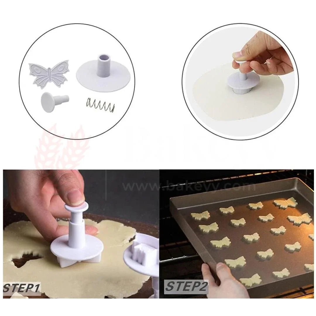 Butterfly Plunger Cutter | 3 Pcs Set| Perfect for Cake Decoration, Fondant, DIY Crafts Project - Bakeyy.com - India - Butterfly Plunger Cutter | 3 Pcs Set| Perfect for Cake Decoration, Fondant, DIY Crafts Project - Default Title