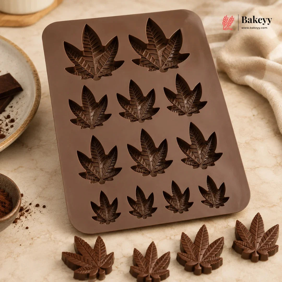 12 Cavity Maple Leaf Shape Silicone Chocolate Mould | Pack of 1