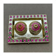 Plastic Kumkum Holder Stone Decorated 2-in-1 Haldi/Kumkum Holder- 2 - Bakeyy.com - India - Plastic Kumkum Holder Stone Decorated 2-in-1 Haldi/Kumkum Holder- 2 - Pink