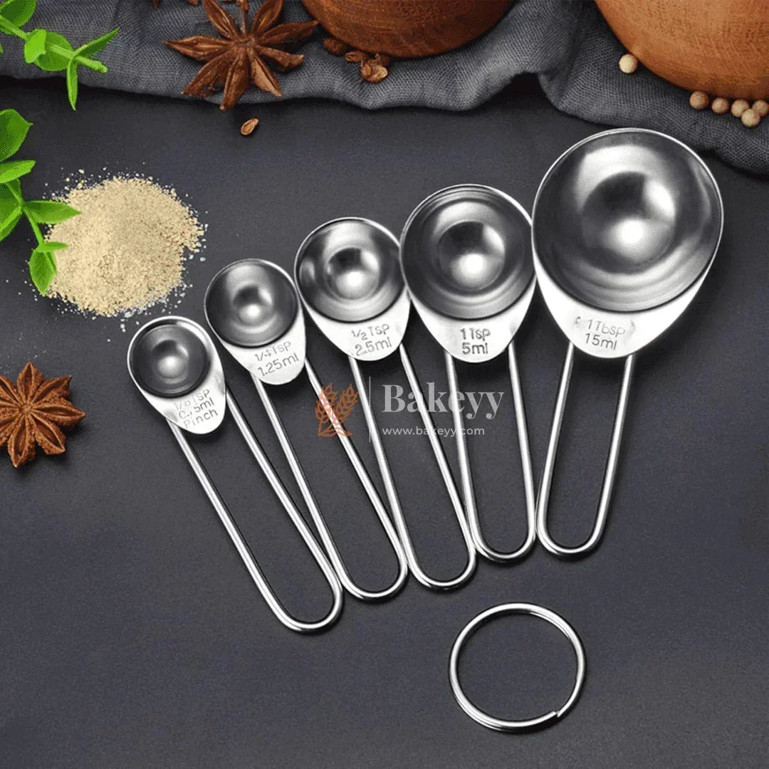 Stainless Steel Measuring Spoon Set | 5-Piece Precision Measuring Tools | - Bakeyy.com - India - Stainless Steel Measuring Spoon Set | 5-Piece Precision Measuring Tools | - Default Title