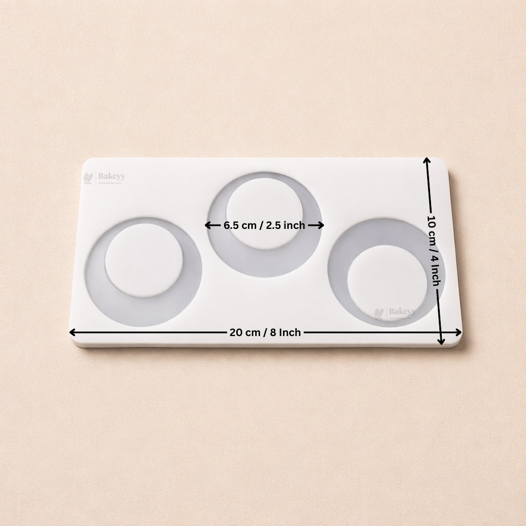 3 cavity Round Silicone Mould | Orbit Trio Ring Shape | Minimal Cavity Design for Desserts & Baking | Pack of 1