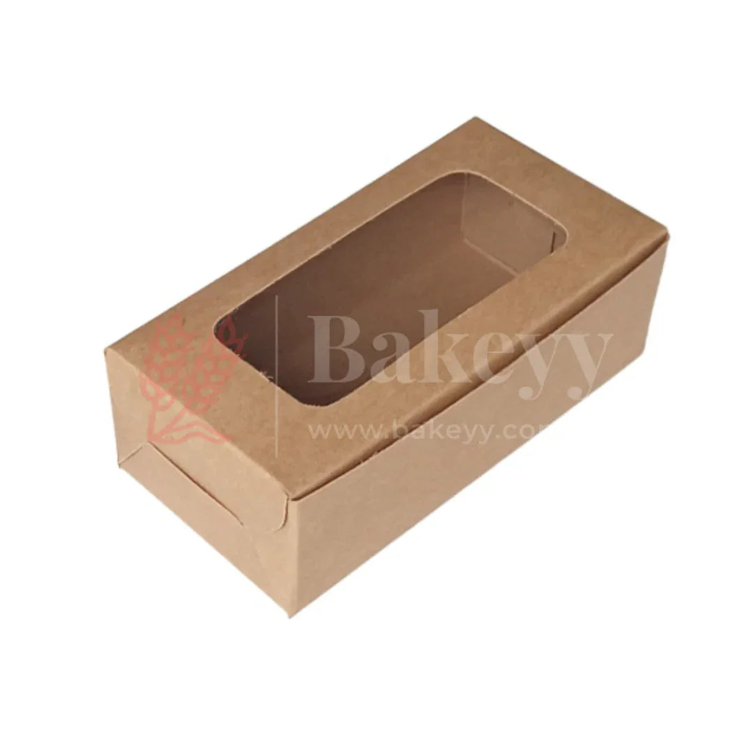 6x3x1.75 inch | 2 Piece Brownie Box Premium Kraft Paper | Rectangle Window | Pack of 10