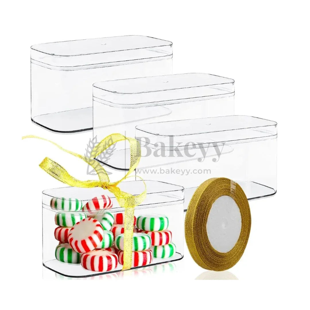 4.75x2.5x2.75 Inches | Transparent Rectangular Acrylic Boxes with Lid and Rounded Edges | Pack of 6