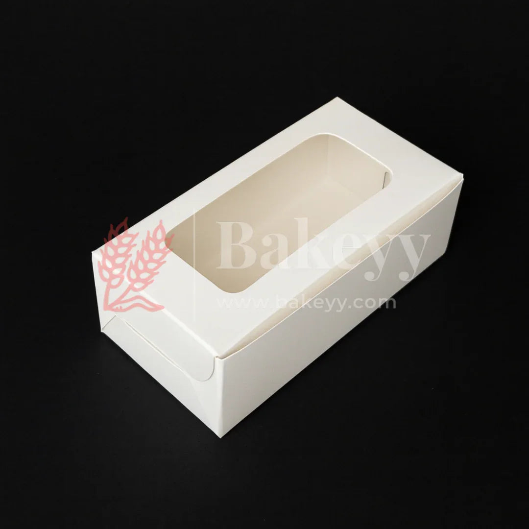 6x3x1.75 inch | 2 Piece Brownie Box Premium Creamy White | Rectangle Window | Pack of 10