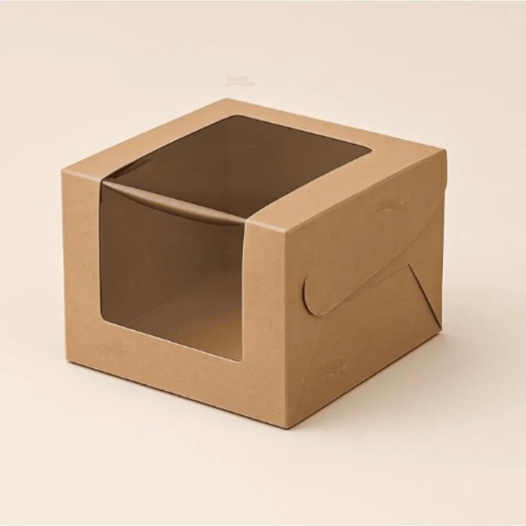 3x3x1.75 inch | 1 Piece Brownie Box Premium Kraft Paper | L Shaped Window | Pack of 10