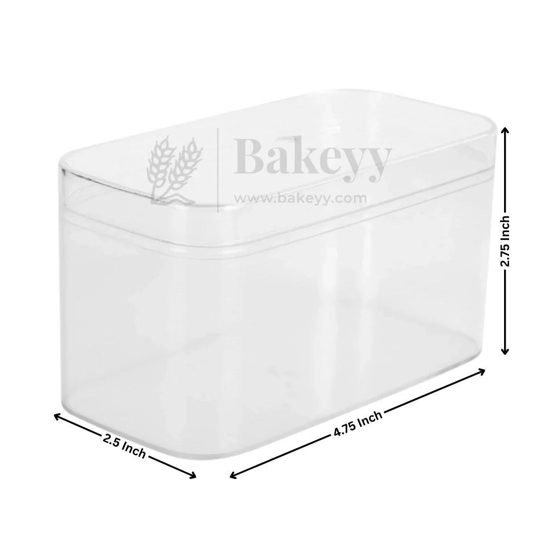 4.75x2.5x2.75 Inches | Transparent Rectangular Acrylic Boxes with Lid and Rounded Edges | Pack of 6