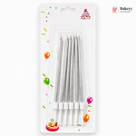 3mm Metallic Straight Birthday Cake Candles with Holders | Pack of 6