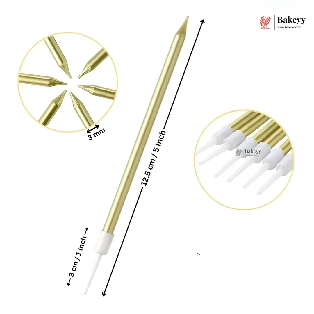 A single gold metal cake topper with multiple pointed tips, shown on a white background with dimension labels indicating 12.5 cm length and a 3 cm tip width.