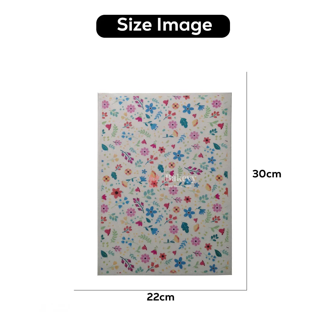 Colorful Floral Pattern Wafer Sheet – Small Flower Pattern   | Pack Of 1