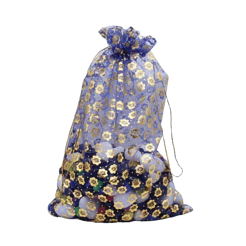 10x14 cm | Printed Organza Potli Bags | Pack of 70 |Blue Colour | Candy Bag | - Bakeyy.com - India - 10x14 cm | Printed Organza Potli Bags | Pack of 70 |Blue Colour | Candy Bag | - Default Title