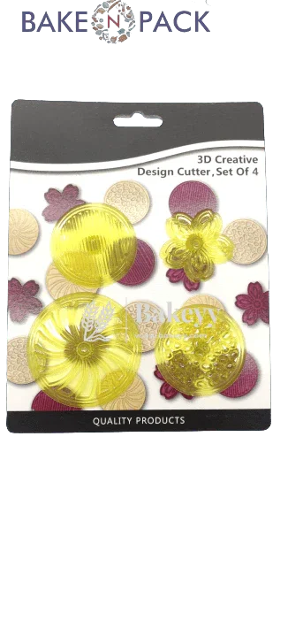 4 pcs Geometric Plunger Cutter Fondant Mould - Bakeyy.com - India - 4 pcs Geometric Plunger Cutter Fondant Mould - Default Title