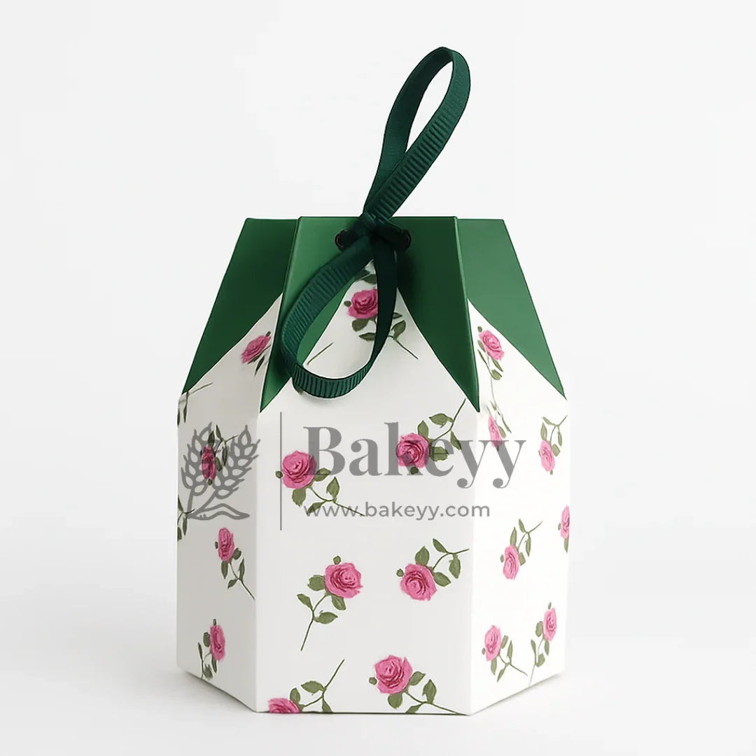Rose Printed Gift Box with Green Ribbon – 9.5x4x4cm Favor Box for Chocolates, Sweets & Diwali Return Gifts| Pack of 10 - Bakeyy.com - India - Rose Printed Gift Box with Green Ribbon – 9.5x4x4cm Favor Box for Chocolates, Sweets & Diwali Return Gifts| Pack of 10 - Default Title