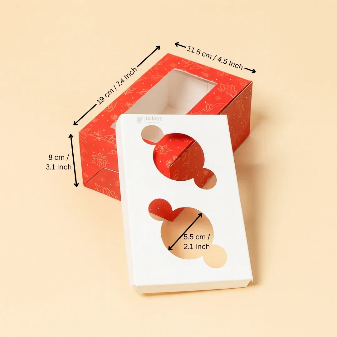 Christmas Cupcake Box with Window | Red Festive Design | Festive Cupcake Box | Pack of 10