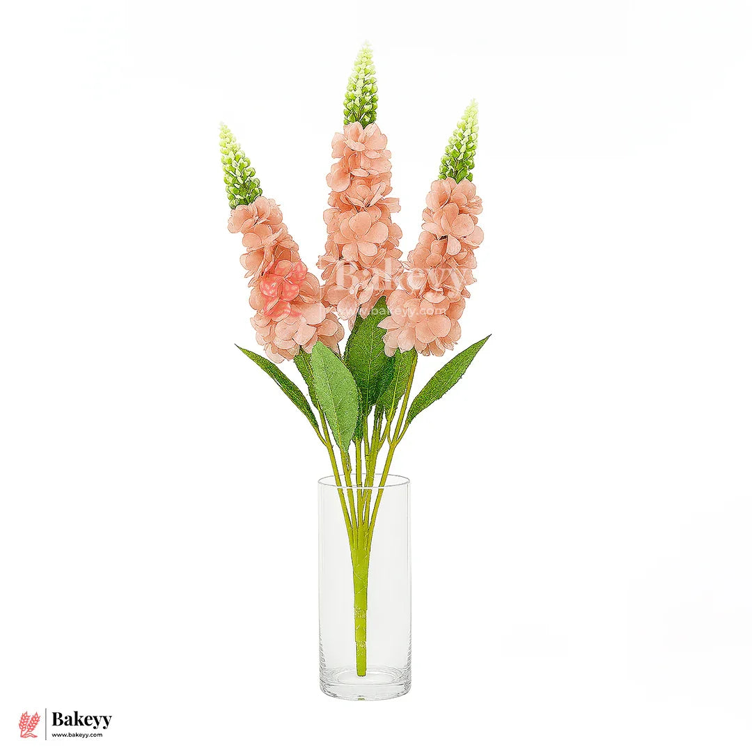 Artificial Delphinium Flower Bunch – 60cm |  Peach Pink | Decorative Stick for Home & Events | Pack Of 1