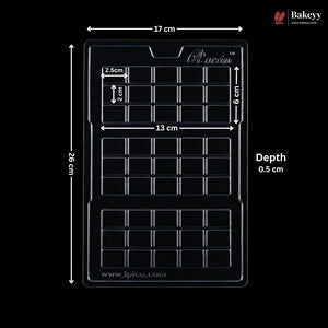 Mould 607 | 45 Cavity Mini Chocolate Bar Mould | 3 Bar Chocolate Mould | Plastic Chocolate Mould | Pack of 1