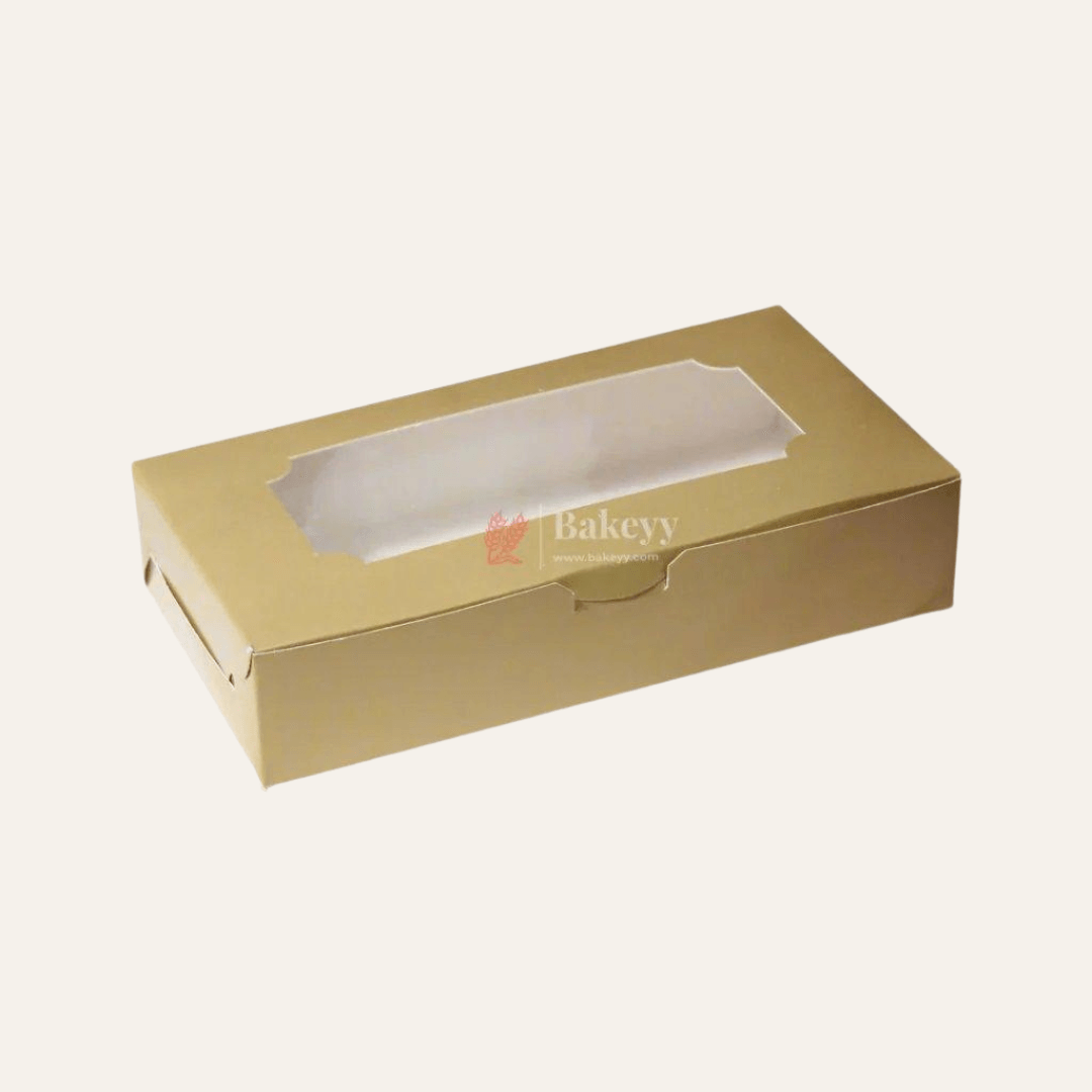 6 Brownie Box | Gold Color | With Window - Bakeyy.com - India - 6 Brownie Box | Gold Color | With Window - Pack Of 10