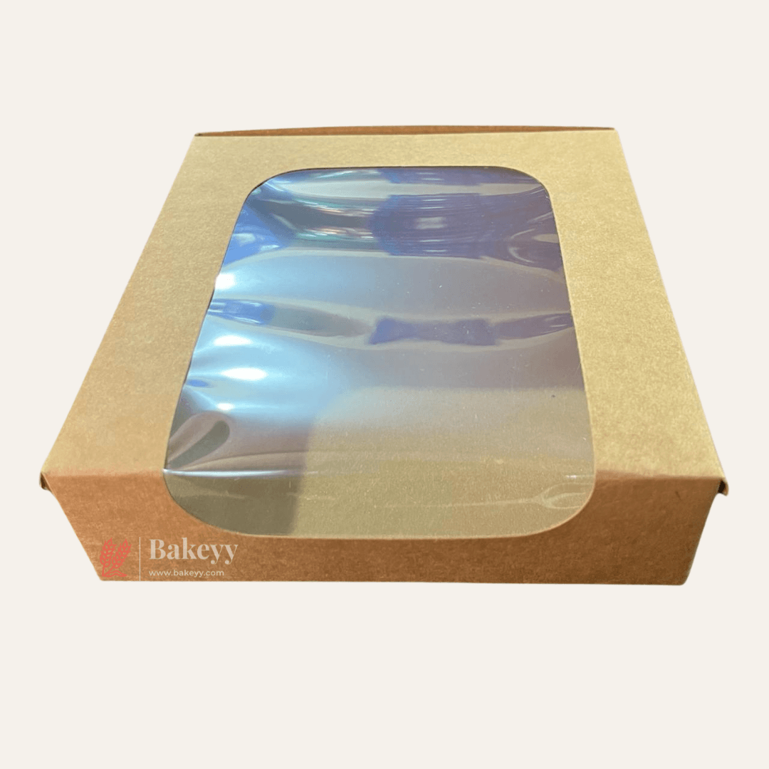 5.5x5.5x1.75 Inch 4 Brownie Box with L-Shaped Window - Kraft | Brownie gift box | Kraft dessert box | Goodie Box | Pack of 50 - Bakeyy.com - India - 5.5x5.5x1.75 Inch 4 Brownie Box with L-Shaped Window - Kraft | Brownie gift box | Kraft dessert box | Goodie Box | Pack of 50 - Default Title
