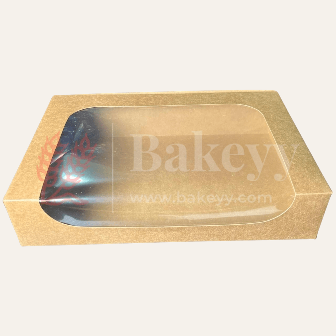 9 x 6 x 1.75 Inch 6 Brownie Box with L-Shaped Window - Kraft | Brownie gift box | Kraft dessert box | Goodie Box | Pack of 50 - Bakeyy.com - India - 9 x 6 x 1.75 Inch 6 Brownie Box with L-Shaped Window - Kraft | Brownie gift box | Kraft dessert box | Goodie Box | Pack of 50 - Default Title
