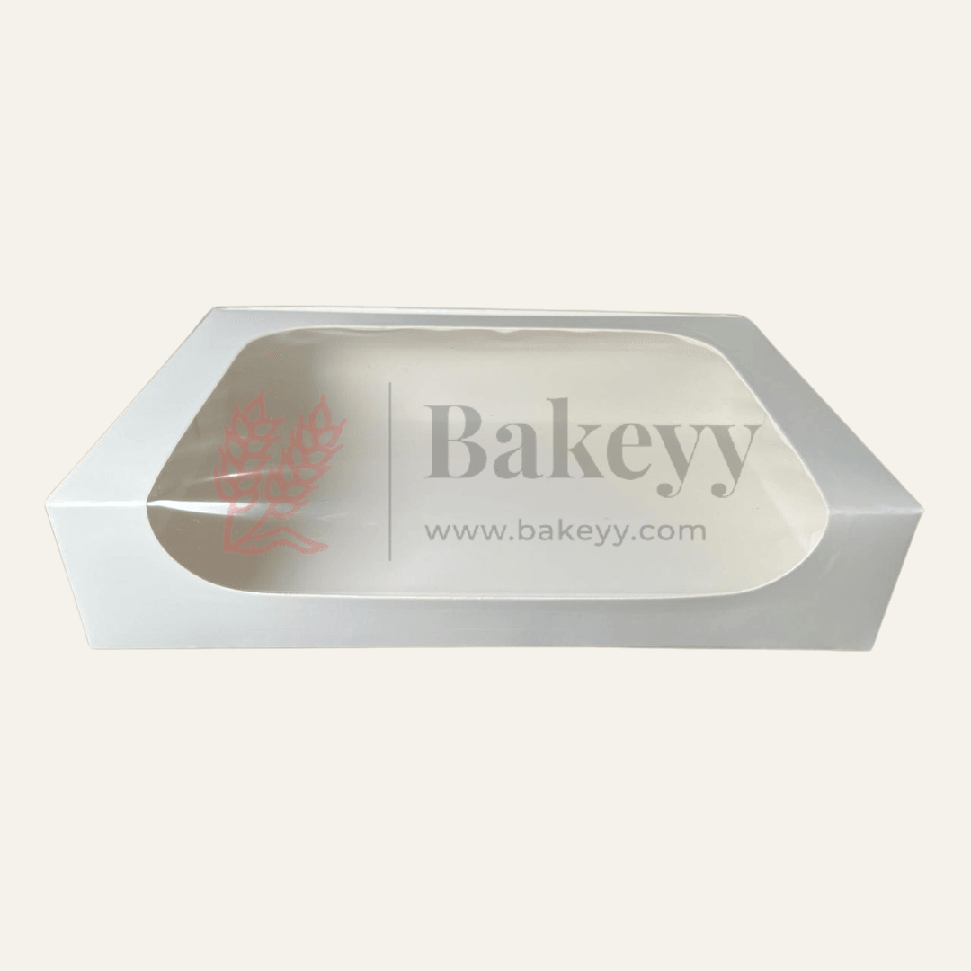 9 x 6 x 1.75 Inch 6 Brownie Box with L-Shaped Window - White | Brownie gift box | Kraft dessert box | Goodie Box | Pack of 50 - Bakeyy.com - India - 9 x 6 x 1.75 Inch 6 Brownie Box with L-Shaped Window - White | Brownie gift box | Kraft dessert box | Goodie Box | Pack of 50 - Default Title