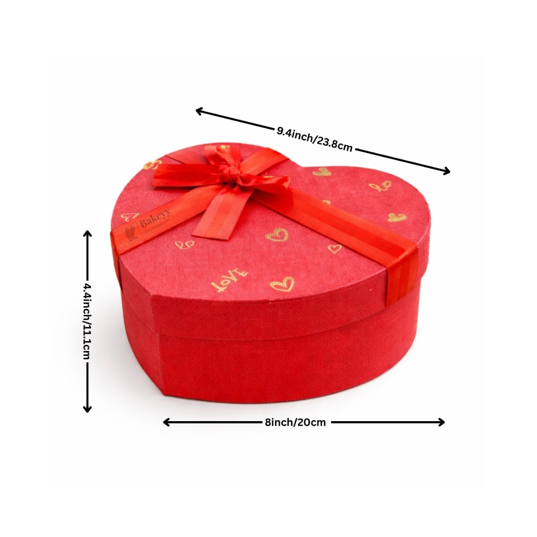 Heart Shape Rigid Hamper Box with Ribbon Lid | Premium Packaging for Chocolates or Gifts | Pack of 1