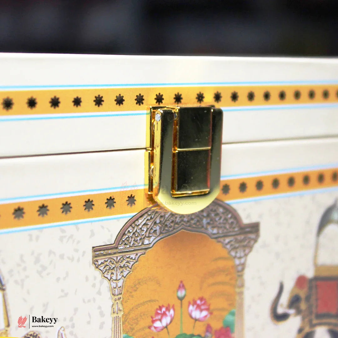 Royal Pichwai Decorative Square Gift Box – Handcrafted Hard Box Storage with Lock | Pack of 1 - Bakeyy.com - India - Royal Pichwai Decorative Square Gift Box – Handcrafted Hard Box Storage with Lock | Pack of 1 - Default Title