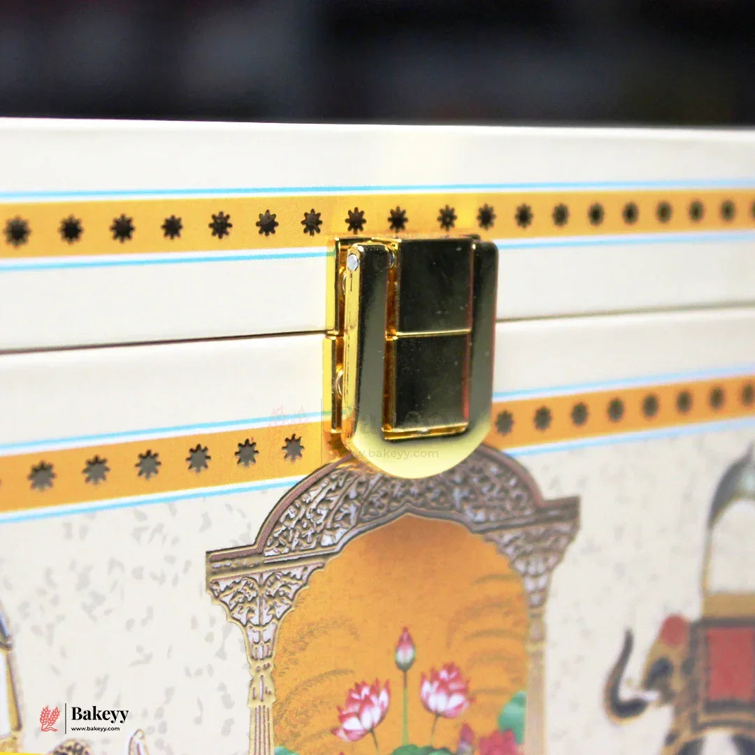 Royal Pichwai Decorative Square Gift Box – Handcrafted Hard Box Storage with Lock | Pack of 1 - Bakeyy.com - India - Royal Pichwai Decorative Square Gift Box – Handcrafted Hard Box Storage with Lock | Pack of 1 - Default Title