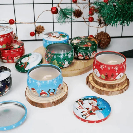 Christmas Decorative Tin Candle Set | Pack of 12 | Mixed Designs | Festive Scented Candles for a Joyful Ambiance - Bakeyy.com - India - Christmas Decorative Tin Candle Set | Pack of 12 | Mixed Designs | Festive Scented Candles for a Joyful Ambiance - Default Title