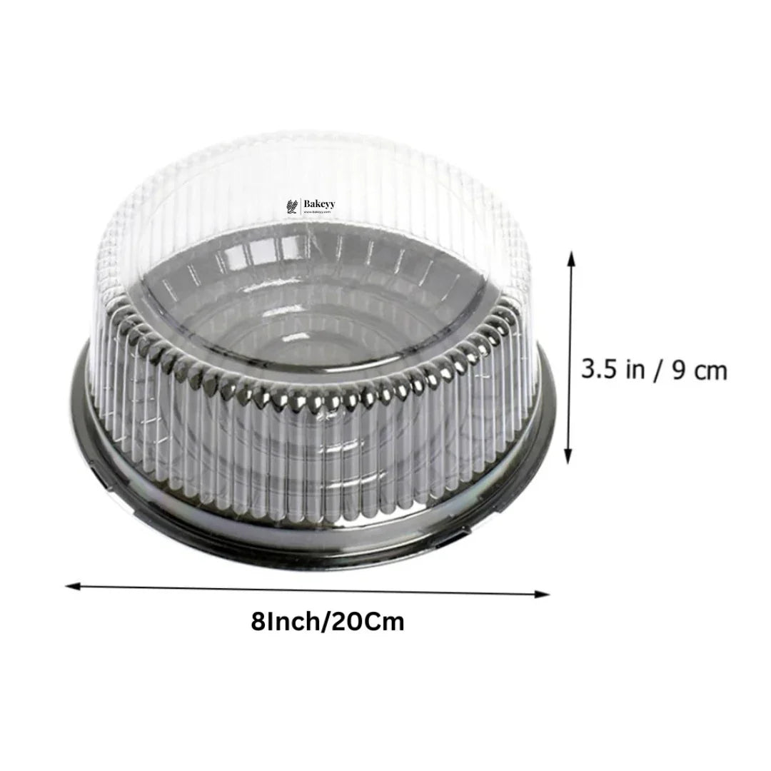 20x8.5Cm| 1/2 Kg Cake Carrier With Lid| Plastic Cake Carrier with Black Base and Transparent Lid| Pack of 10