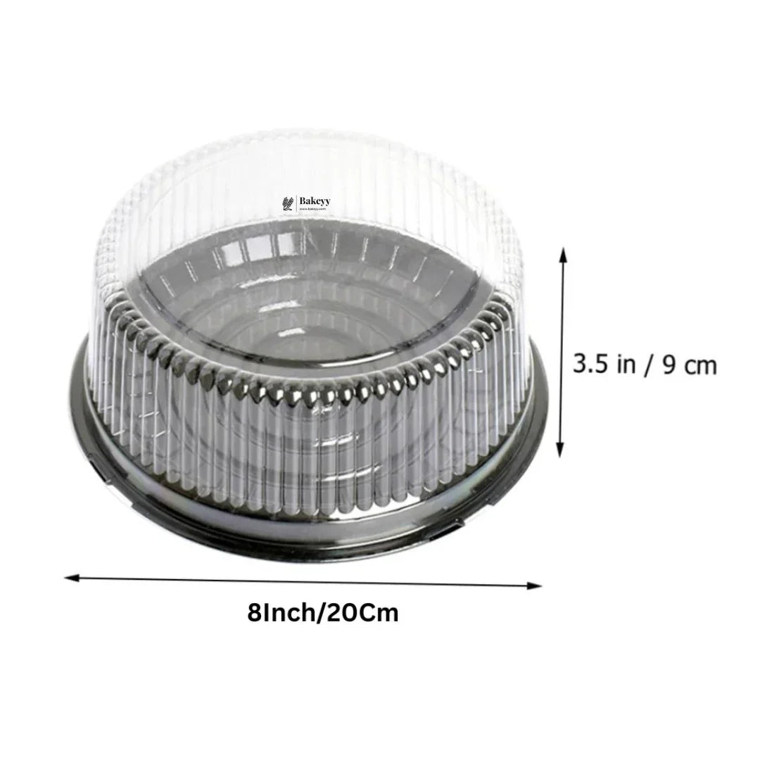 20x8.5Cm| 1/2 Kg Cake Carrier With Lid| Plastic Cake Carrier with Black Base and Transparent Lid| Pack of 10 - Bakeyy.com - India - 20x8.5Cm| 1/2 Kg Cake Carrier With Lid| Plastic Cake Carrier with Black Base and Transparent Lid| Pack of 10 - Default Title
