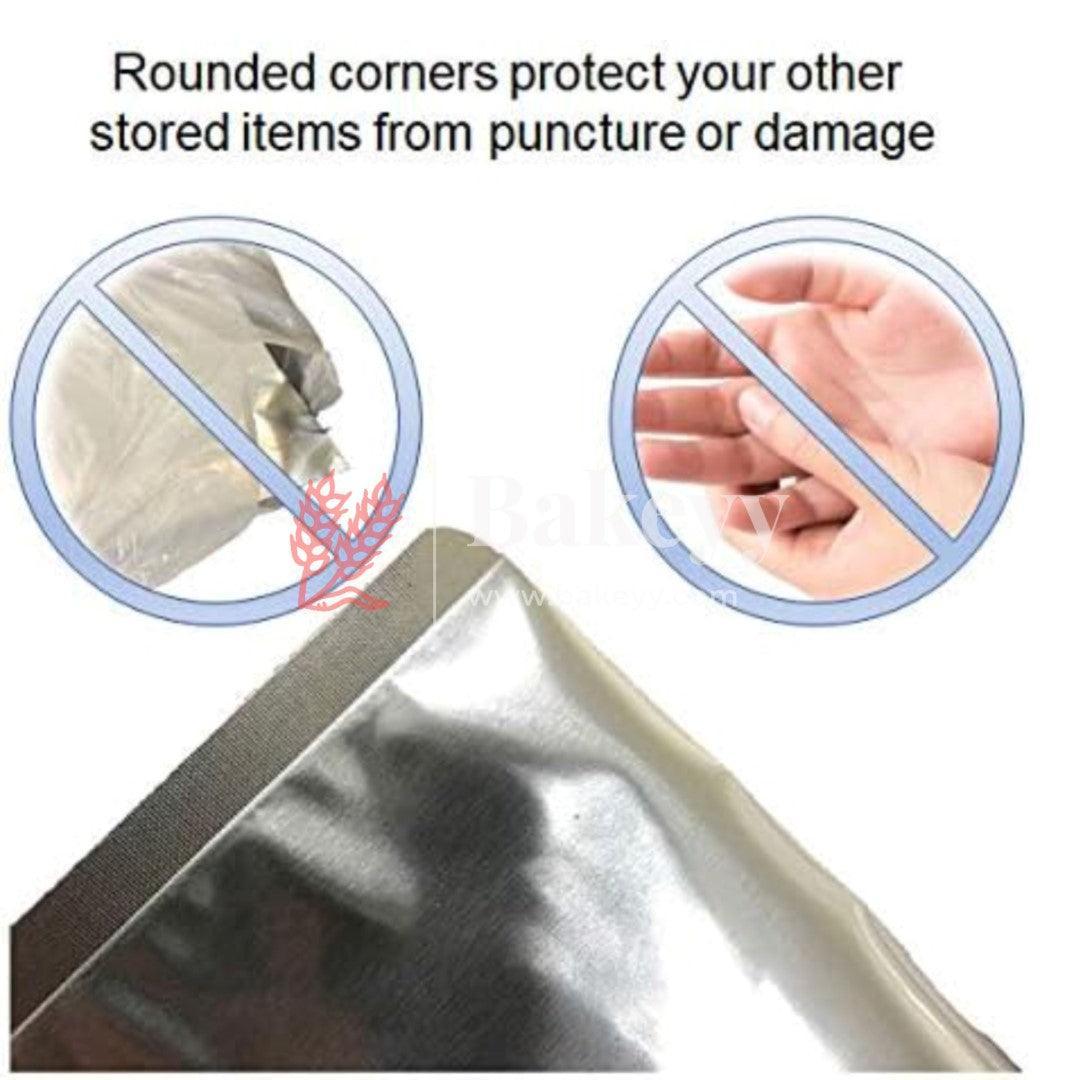 Zip Lock Pouch | Silver Pouch Without Window | Customized Printing - Bakeyy.com - India - Zip Lock Pouch | Silver Pouch Without Window | Customized Printing - Pack of 1000 / 10x17 CM - 100 gm