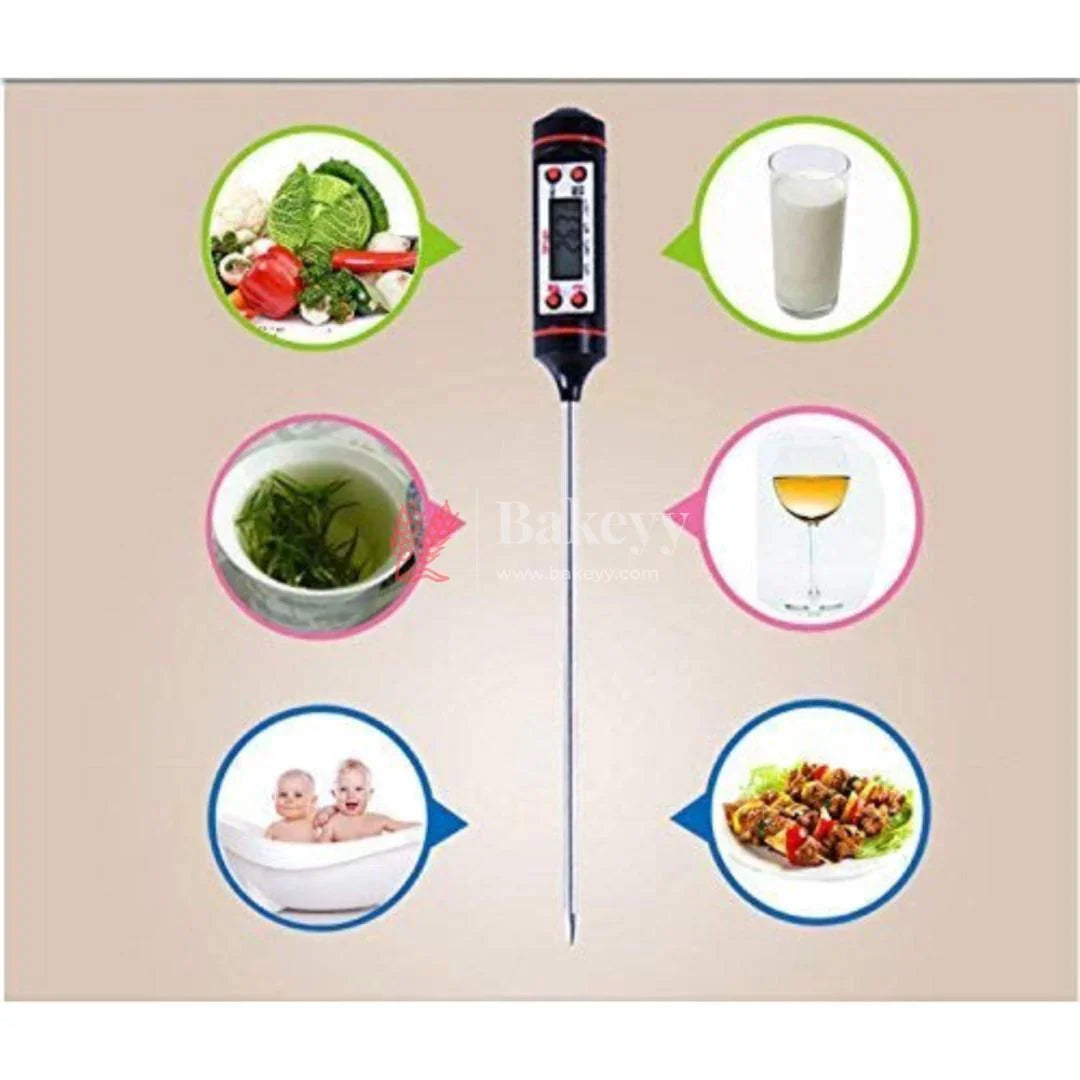 Black Food Thermometer, Digital Cooking Round Instant Read Meat Kitchen Thermometer With Pen | TP 1 - Bakeyy.com - India - Black Food Thermometer, Digital Cooking Round Instant Read Meat Kitchen Thermometer With Pen | TP 1 - Default Title