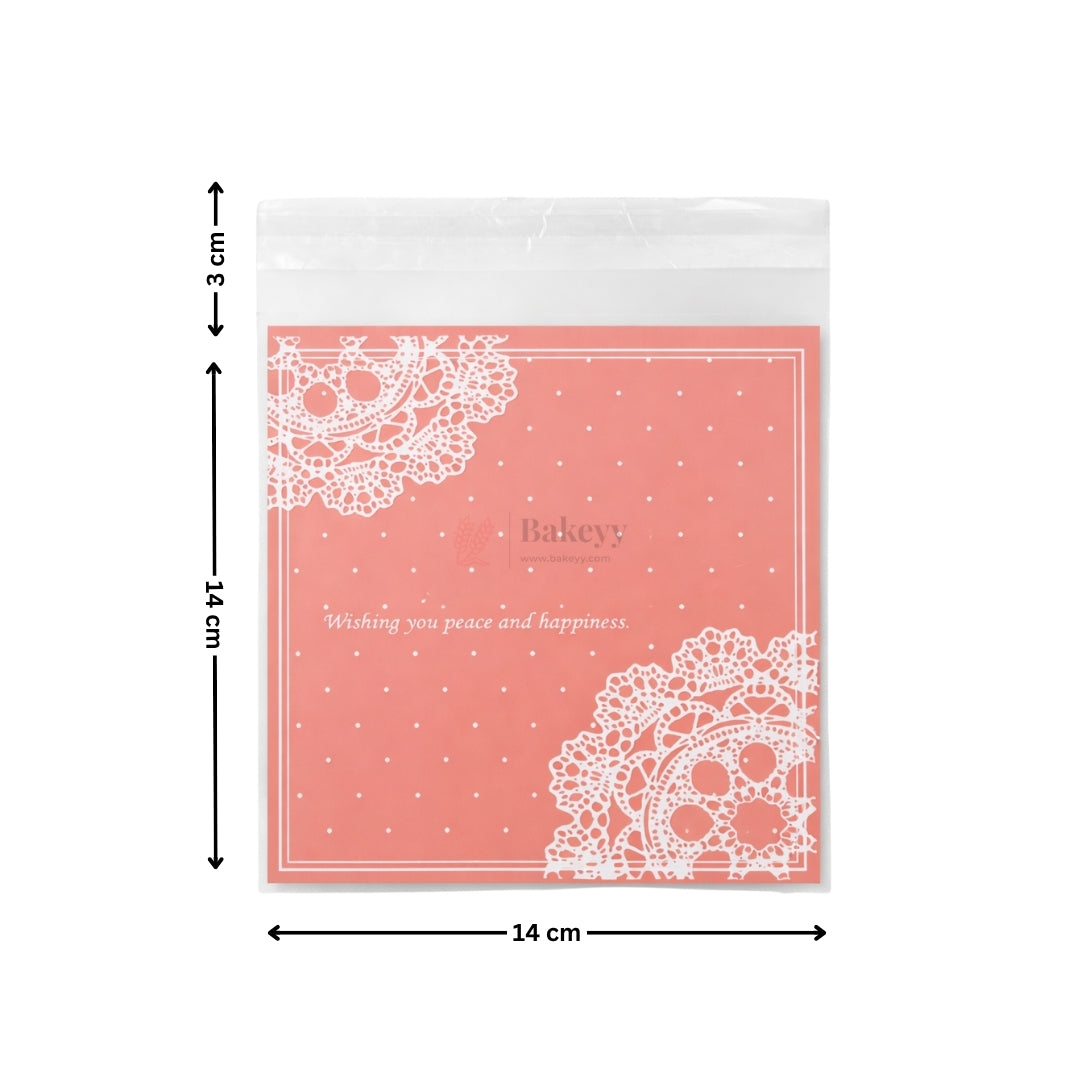 17 X 14 CM Printed Cellophane Cookie Pouch Set | Resealable Transparent Gift Packaging | Pack of 100